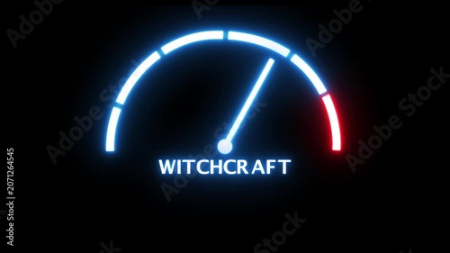 Witch silhouette on a broomstick. Halloween concept. Witchcraft level measuring.4k motion video