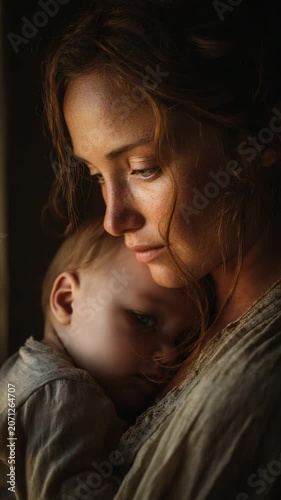 Mother Holding Baby with Love and Care

