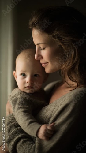Mother Holding Baby with Love and Care

