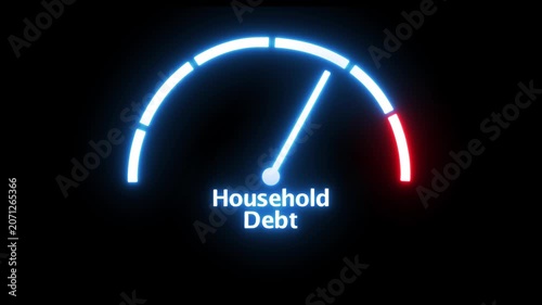 Household debt growth level meter. Mortgage loan debt for buying home or real estate property, money risk management in financial, foreclosure.4k motion video