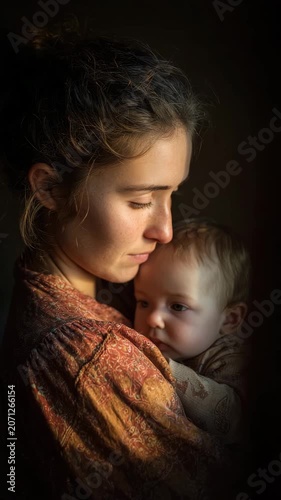 Mother Holding Baby with Love and Care

