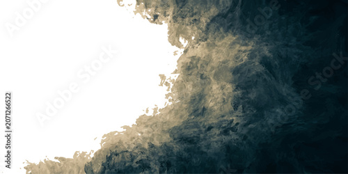 Tableau sur toile A dramatic smoke plume or cloud swirls and billows across a stark white background, creating an abstract and ethereal composition with deep shadows and light contrast