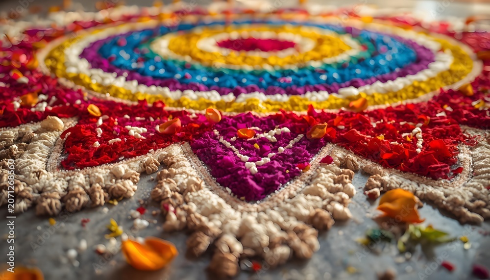 Obraz premium Traditional Indian Rangoli Floor Art Decoration