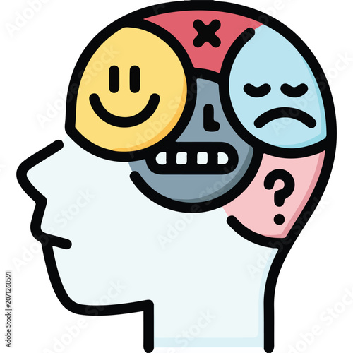 Canvastavla Human Head with Mixed Emotions Icon