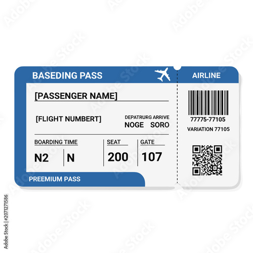 Airline Boarding Pass Template for Travel and Flight Ticket Vector Design