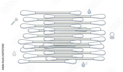 Konstfotografi Cotton Swabs Hygiene and Beauty Care Vector Illustration