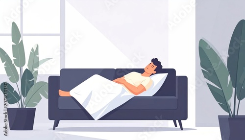 Woman resting on a couch indoors.
