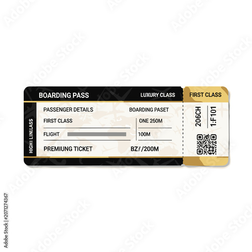 First Class Luxury Airline Boarding Pass Ticket Template