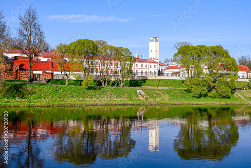 Quadro su tela Cozy promenade on Sovetskaya Embankment in Pskov on a summer day, Pskov region o