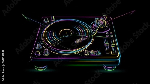 Colorful Turntable Music Sound Waves