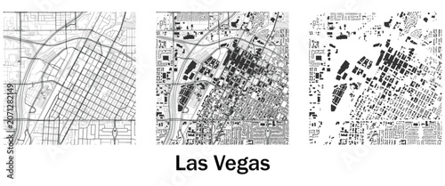 Photography Las Vegas City Map Vector Set – Street Network, Urban Grid and City Plan Collect