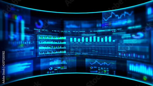Global financial data visualization, stock market analytics, world map with rising growth chart, big data technology, digital economy, fintech trading interface, futuristic business background