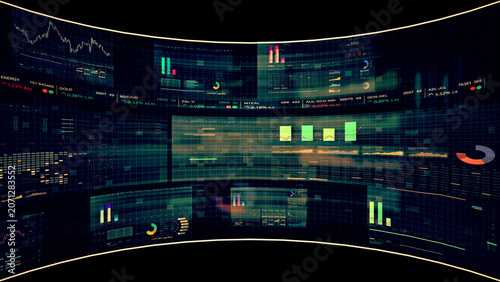 Global financial data visualization, stock market analytics, world map with rising growth chart, big data technology, digital economy, fintech trading interface, futuristic business background