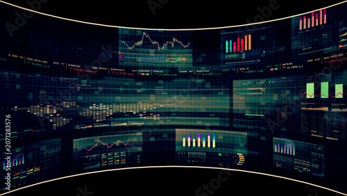 Global financial data visualization, stock market analytics, world map with rising growth chart, big data technology, digital economy, fintech trading interface, futuristic business background