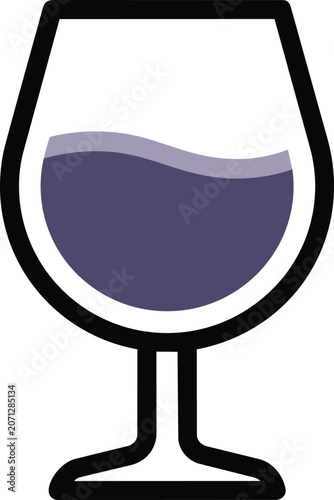 Black and white wine glass illustration icon in a simple photo frame design