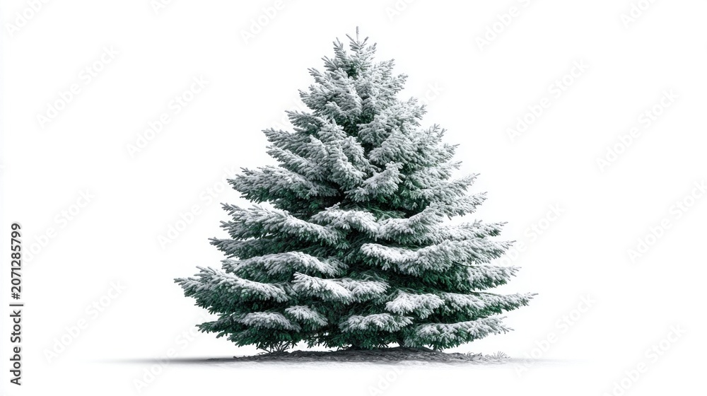 Obraz premium Lone snow dusted pine tree in winter landscape