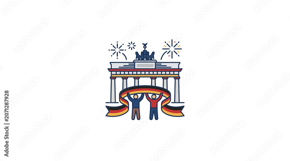 Obraz premium People Celebrating German Unity Day at Brandenburg Gate