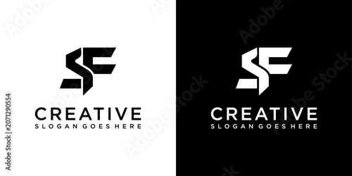 SF or FS initial letter logo design vector