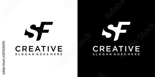 SF or FS initial letter logo design vector