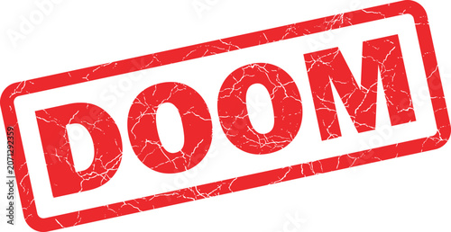 Tableau sur toile Red grunge rubber stamp with the word doom