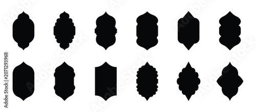 Obraz na plátně Islamic arch window silhouette collection with traditional oriental door or window shapes