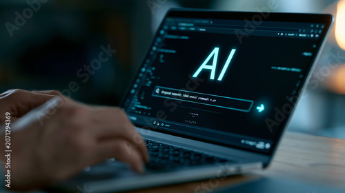 AI Interface on Laptop Scre...