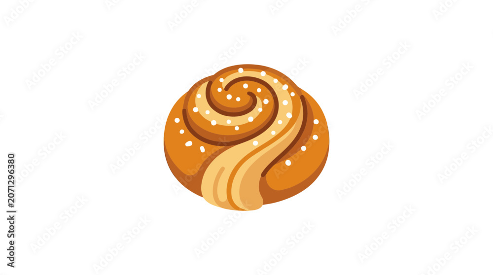 Fototapeta premium Fresh Baked Cinnamon Roll Pastry Vector Illustration