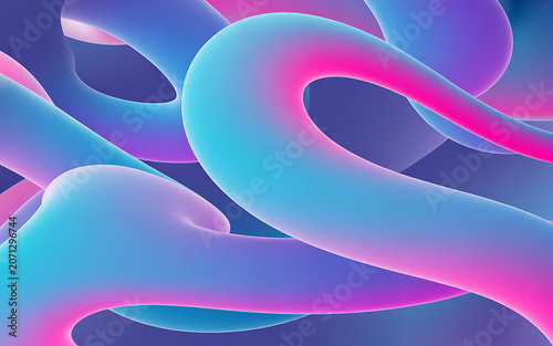 Abstract fluid shapes with smooth flowing gradients and vibrant purple blue coloration forms gradient color magenta cyan