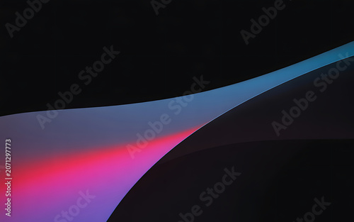 Flowing abstract shape with gradient colors against a dark background presents a modern visual form curve color