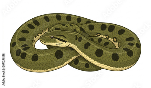 Foto Young Green Anaconda Snake Vector Illustration