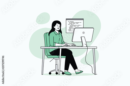 Freelance Woman Working on Computer