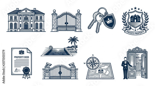 Collection of Real Estate and Property Icons and Symbols.