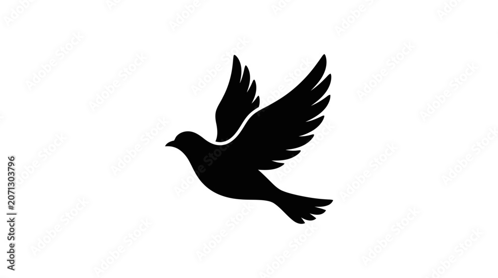 Fototapeta premium Black bird in flight silhouette.