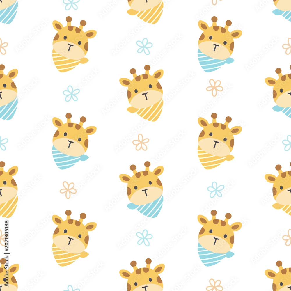 Fototapeta premium Cute Giraffe Cartoon Animal Faces.