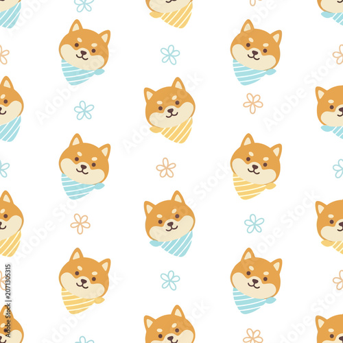 Quadro su tela Shiba Inu Dog Face Pattern Design.
