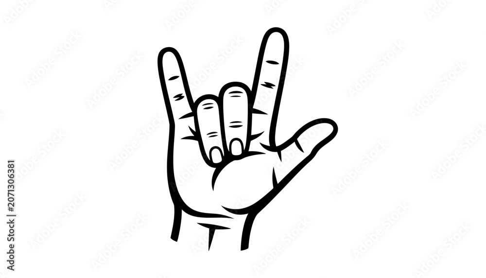 Fototapeta premium I love you hand sign gesture illustration with language