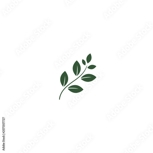 Schilderij op canvas Simple green leaf branch illustration on a clean white background design