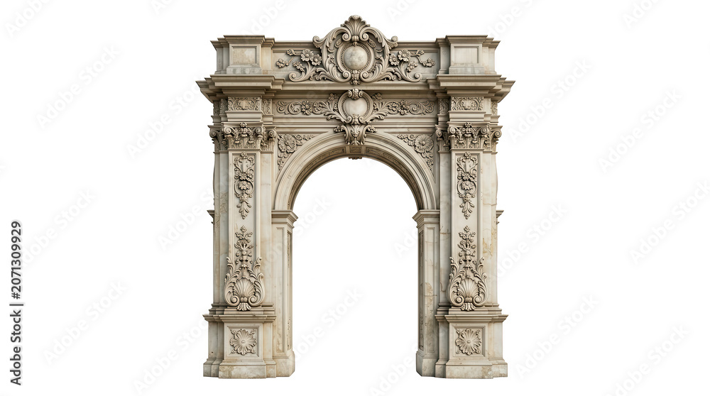 Fototapeta premium Ornate Stone Archway Transparent Background