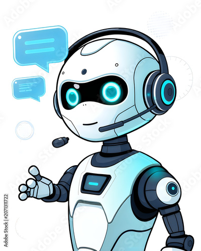 Modern AI Assistant Robot Avatar Cartoon Illustration for Technology Concept