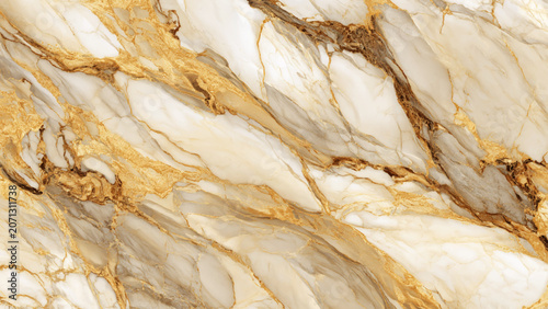 Bild auf Leinwand luxurious polished marble surface with creamy white, beige, and golden brown ton
