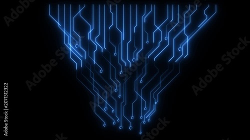 abstract technology background with neon blue lines seamless looping.