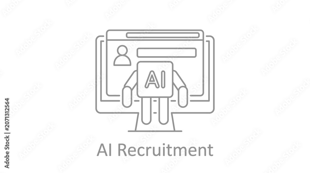 Fototapeta premium Illustration of AI Recruitment Process in Modern Hiring Technology.