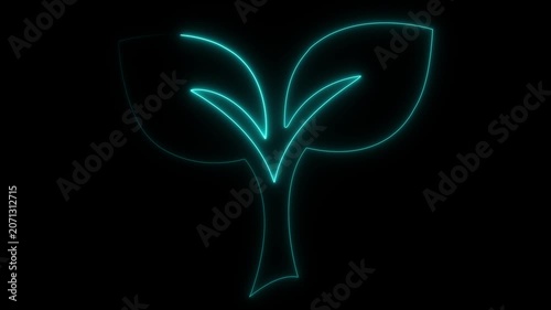 Plant growth continuous one line art 4k animation video on black background