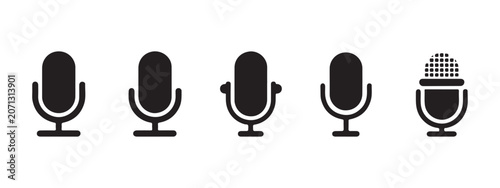 Microphone icon collection. audio sound symbol, mic sign isolated. studio microphone symbol, vector illustration.