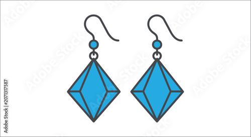 Obraz na plátně Diamond shaped earrings flat vector illustration on a white background dangle dr