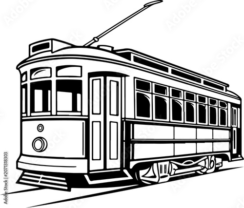 Classic city streetcar silhouette