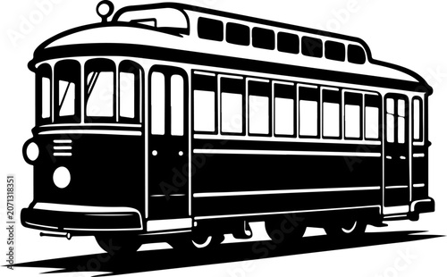 Classic city streetcar silhouette