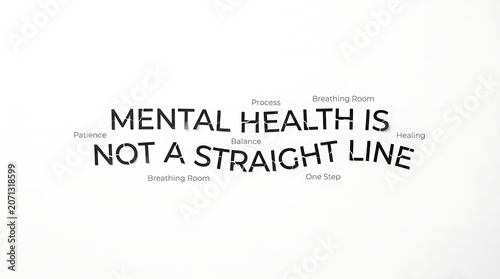 Mental health quote typography with words on fragmented texture background, minimalist design