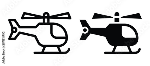 Black and white helicopter icons Vector