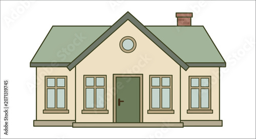 Tableau sur toile Simple house illustration with a gable roof and neutral color scheme home dwelli